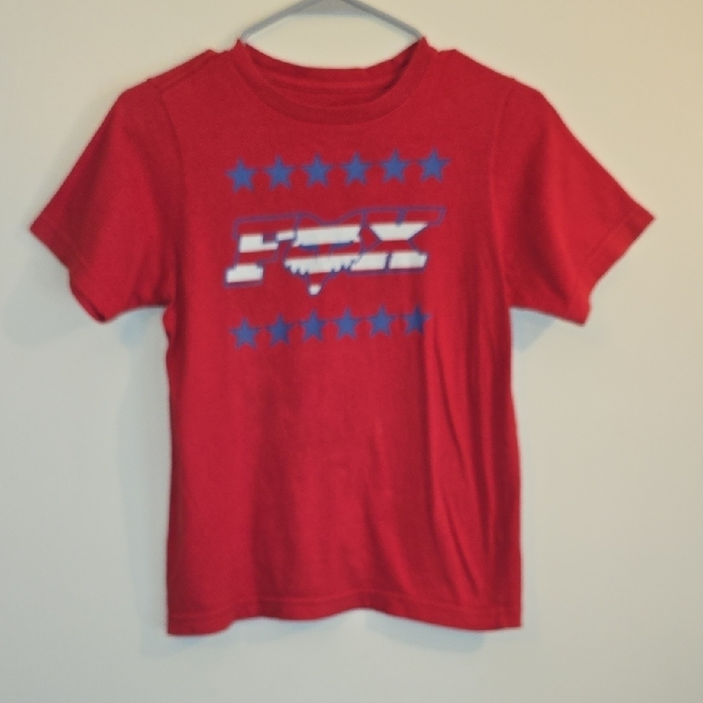 Red Kids Short Sleeve Tee with Blue Stars LOT L